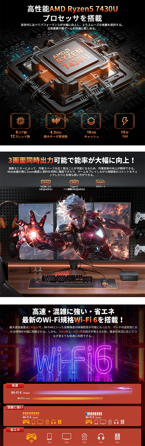 新品 ミニデスクトップパソコン PC ACEMAGIC Kron Mini K1 Ryzen5 Wi-Fi6 3画面出力 Windows11
