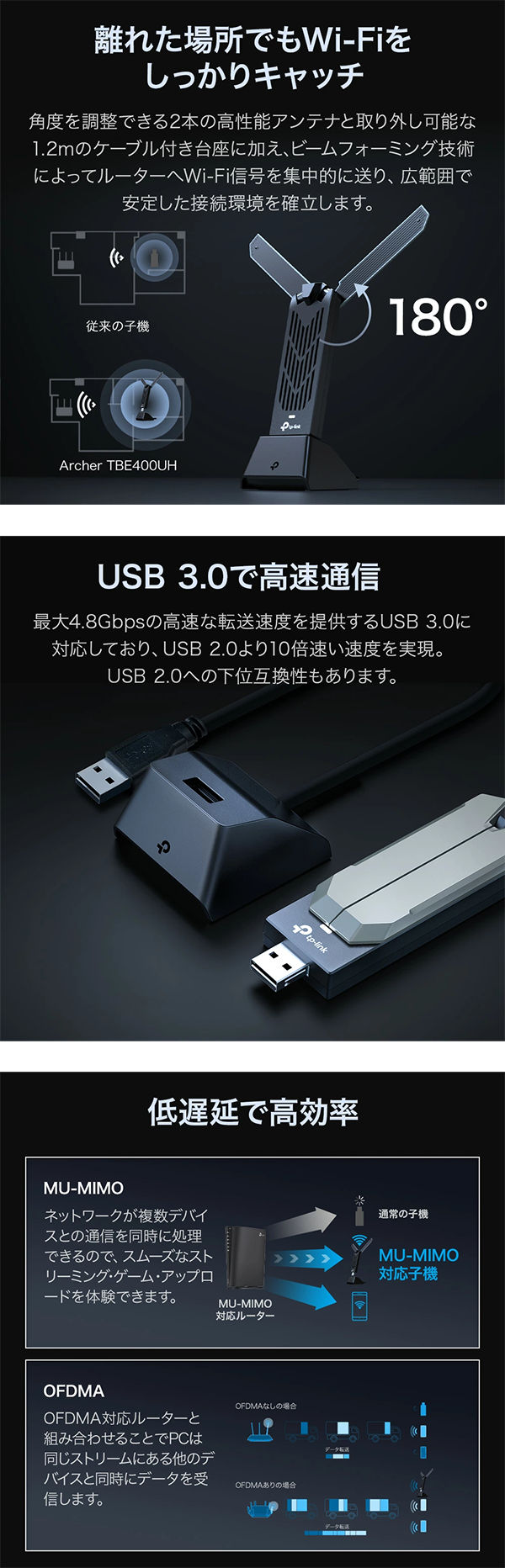 新品 無線LAN 子機 TP-Link BE6500 Wi-Fi7
