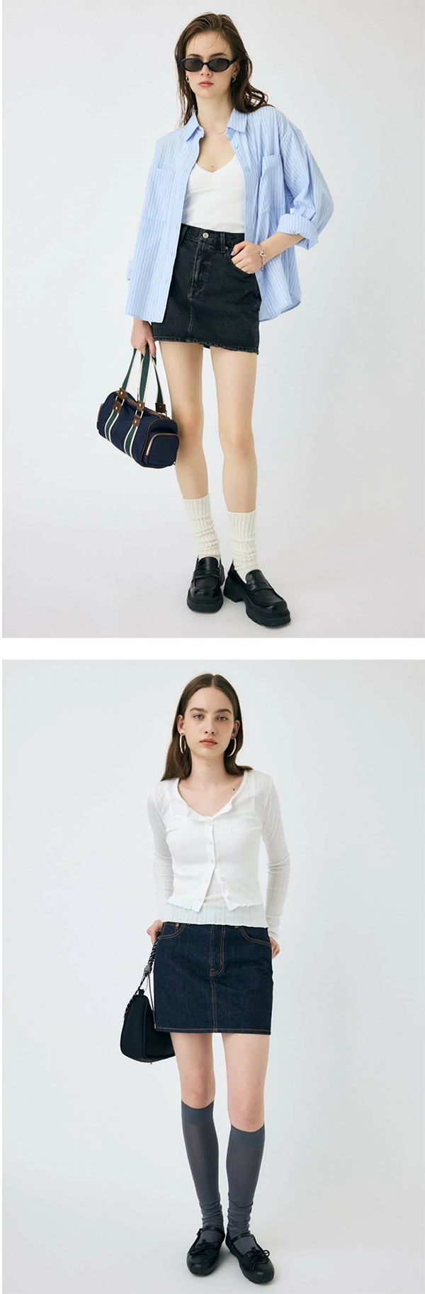 レディース デニム ミニタイトスカート 37.4cm丈 フロントファスナー MOUSSY
