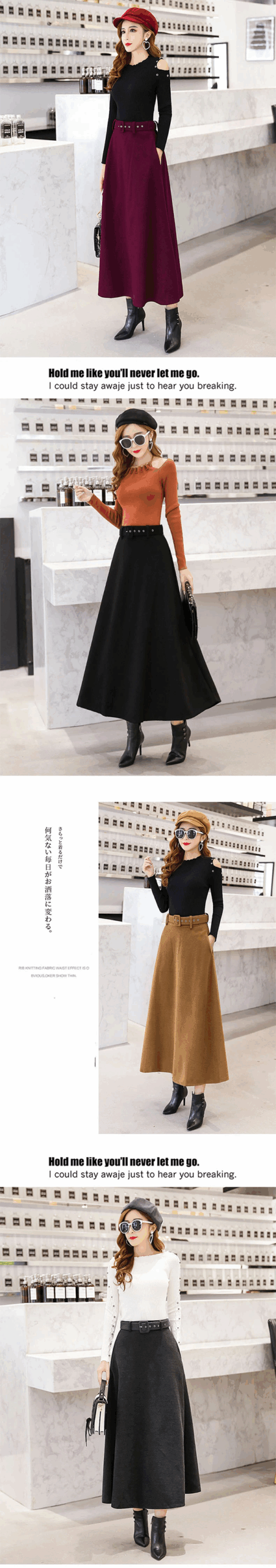 レディース フレアスカート ロング 77～80cm丈 バックファスナー AMANDPM
