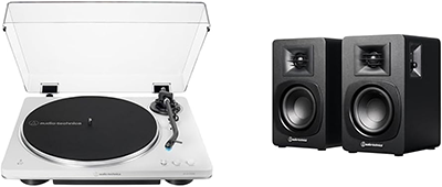 レコードプレーヤー AT-LP70XBT スピーカー AT-SP3X オーディオテクニカ ホワイト
