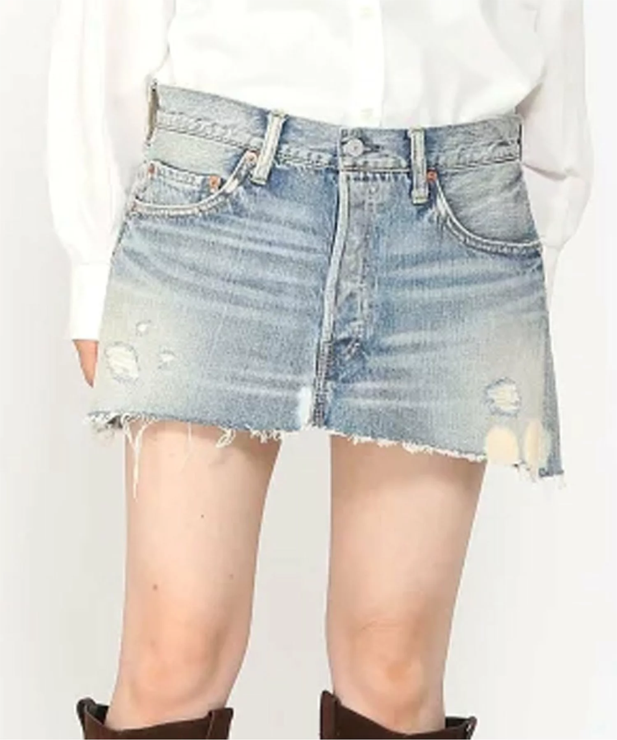 レディース デニム ミニスカート フロントジップ