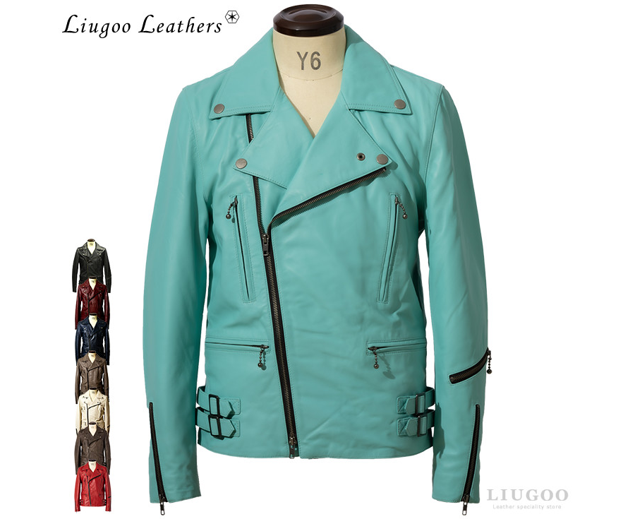 メンズ 本革 レザー UK ダブルライダース ジャケット Liugoo Leathers
