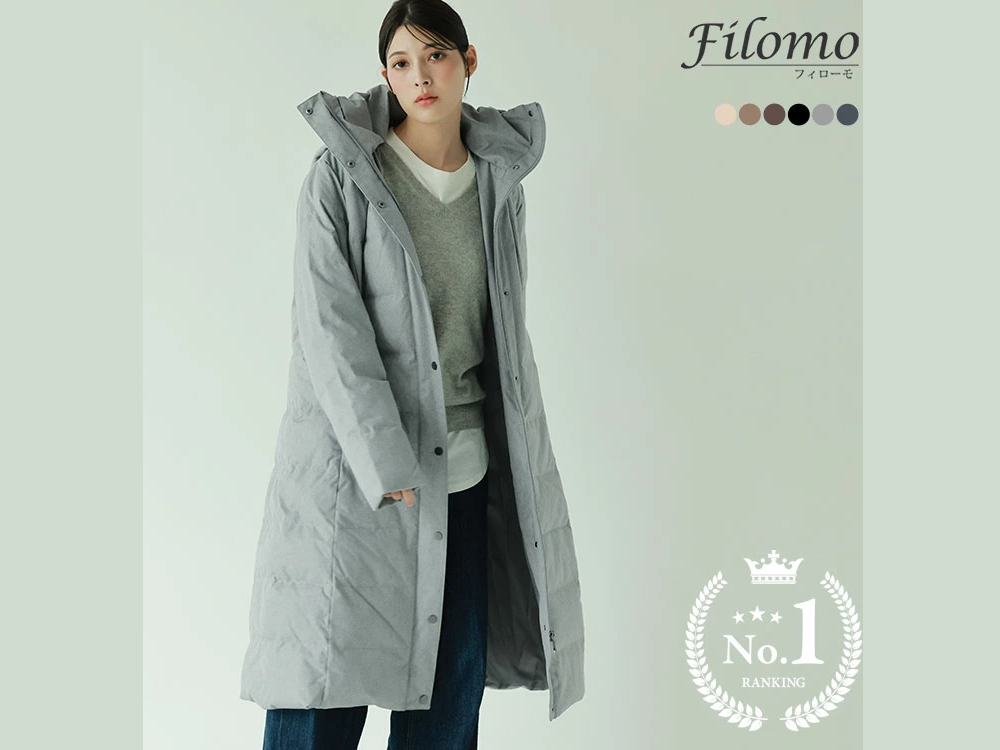 レディース ダウン コート ロング フード Filomo