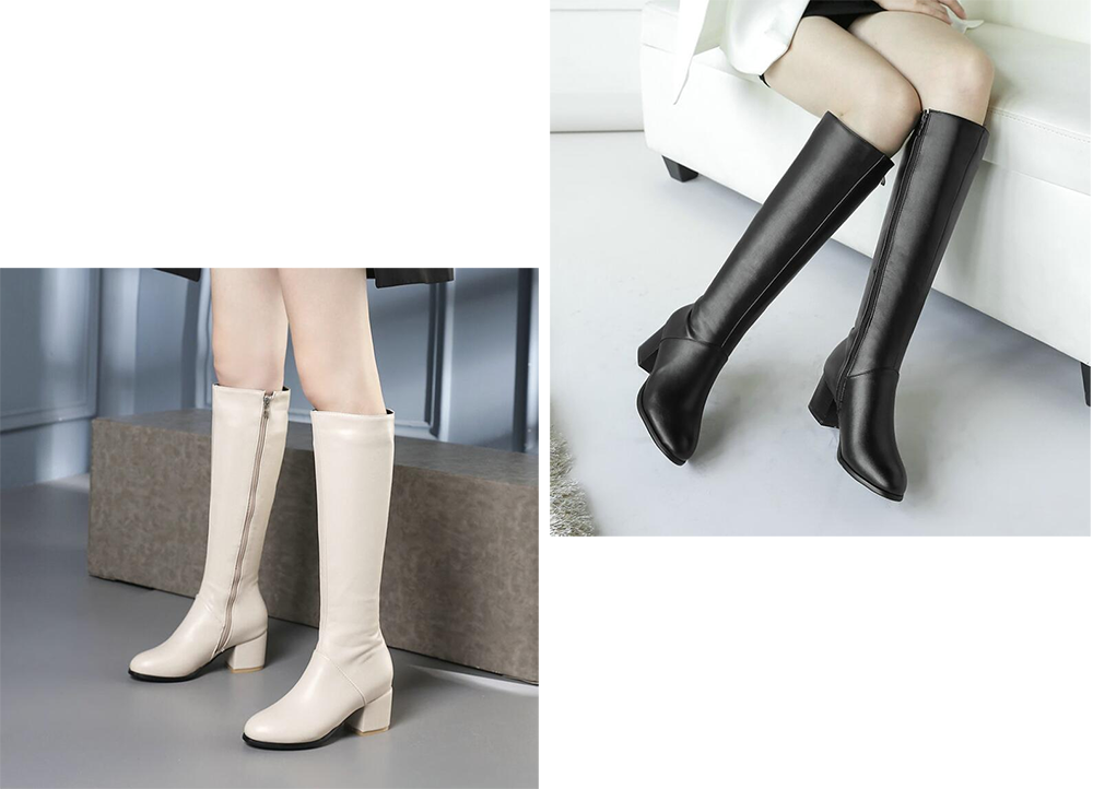 レディース PU ロング ブーツ ヒール5.5cm