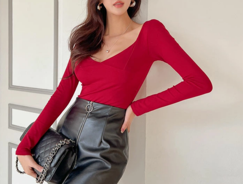 レディース フェイクレザー ミニスカート 37cm丈 フロントZIP