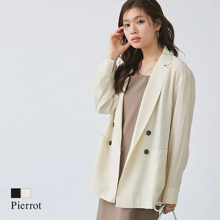 レディース シアー テーラード ジャケット ダブル Pierrot