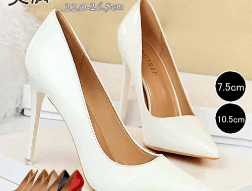 レディース エナメル パンプス ポインテッドトゥ 6色 ピンヒール7.5cm/10.5cm