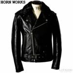 ◎メンズ 本革 襟ボア ダブルライダースジャケット Horn Works
