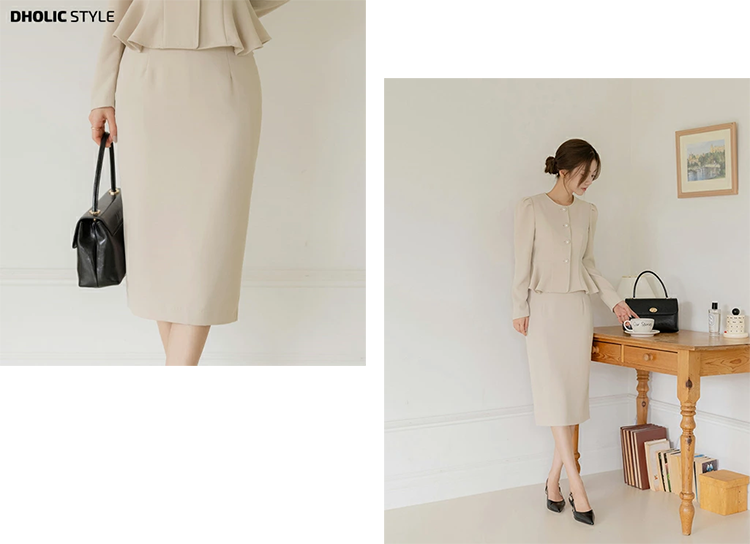 レディース タイトスカート ロング 67.5~68.5cm丈 バックスリット バックファスナー ©DHOLIC