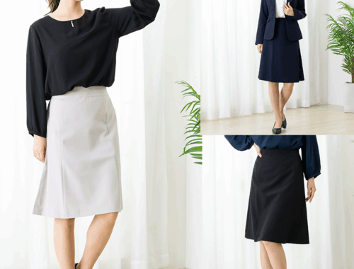 レディース フレアスカート 膝丈 58～65cm丈 バックファスナー Add Rouge