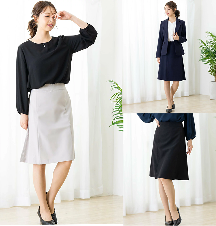 レディース フレアスカート 膝丈 58~65cm丈 バックファスナー Add Rouge