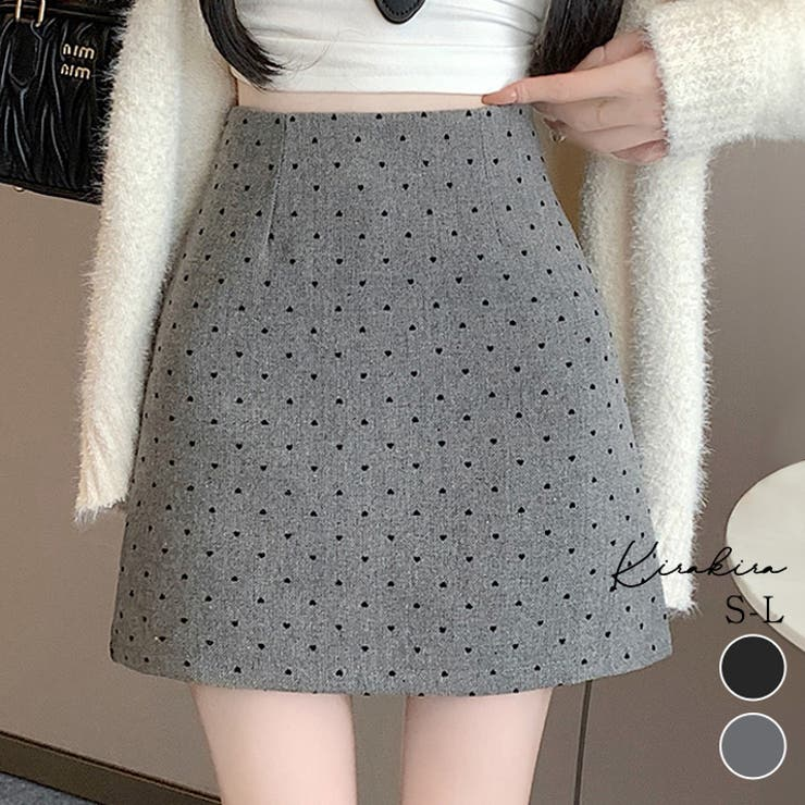 レディース ハートドット柄 Aライン ミニスカート バックファスナー SHOPLIST