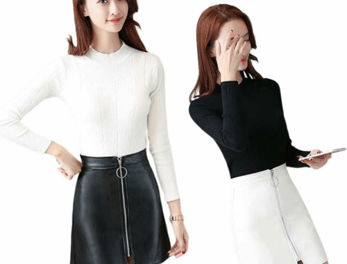 レディース Aライン ミニスカート フロントジッパー MDKSTORE
