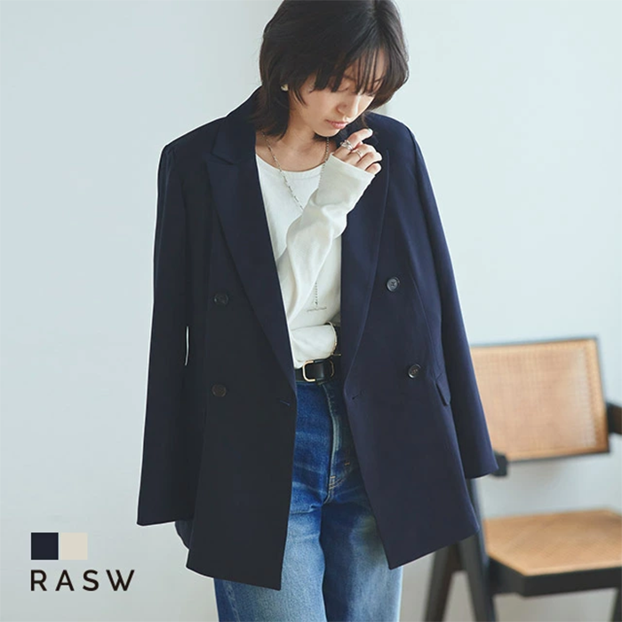 レディース テーラード ダブル ジャケット 4つボタン RASW