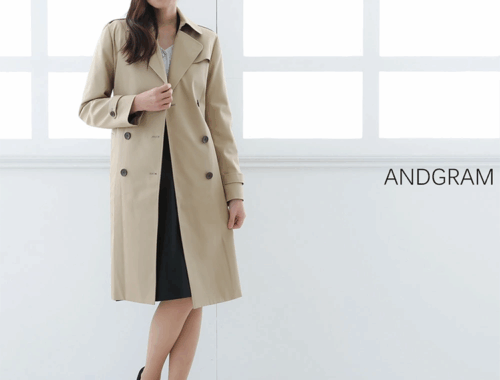 レディース,トレンチ,コート,ダブル,ロング,ANDGRAM
