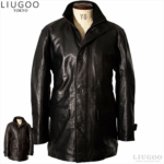 ◎メンズ 本革 セミレザー ロング コート COT02A LIUGOO
