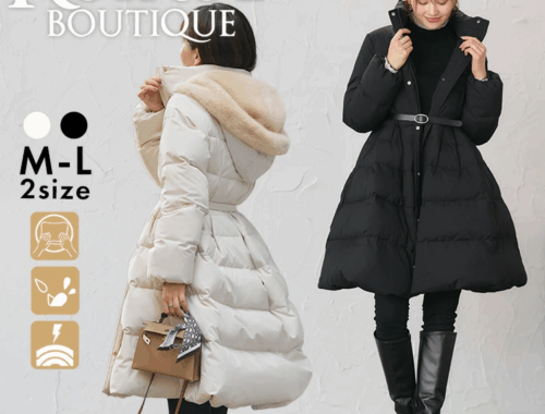 レディース ダウン コート ロング エコファーフード ベルト RUIRUE BOUTIQUE
