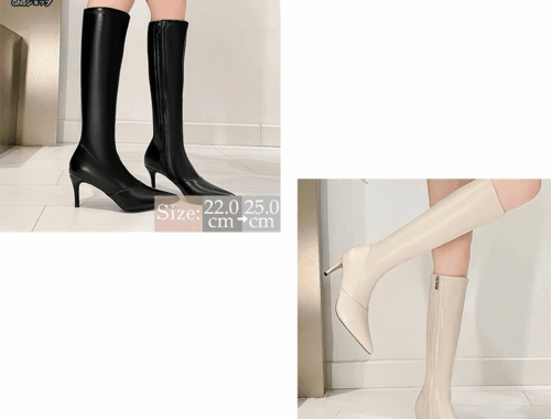 レディース ロング ブーツ ポインテッドトゥ 厚底 ピンヒール6cm gnsショップ