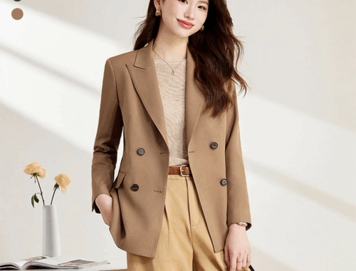 レディース テーラード ダブル ジャケット 長袖 4つ釦