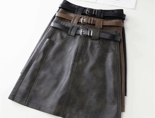 レディース Aライン PU ミニスカート 43～44.5cm丈 フロントファスナー ソーシャルハーツ