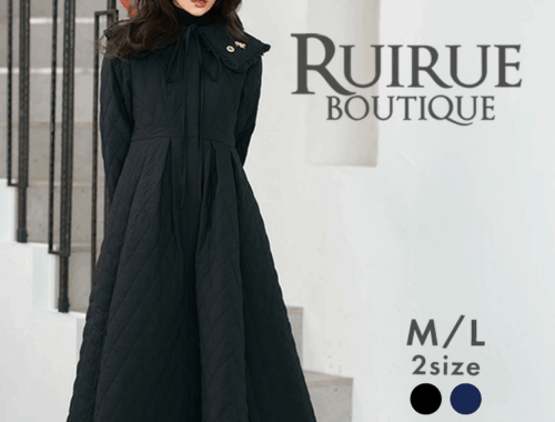 レディース キルティング エコダウン コート ロング ノーカラー RUIRUE BOUTIQUE