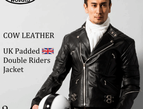 メンズ ダブル ライダース ジャケット 本革 革ジャン ブラック Horn Works