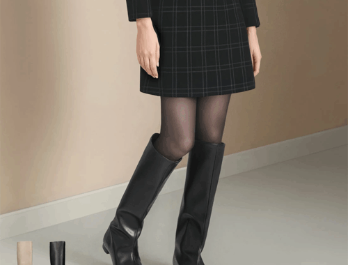 レディース ロング ブーツ ポインテッドトゥ ヒール2cm マミアン