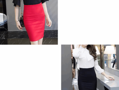 レディース タイトスカート ミディー 53～56cm丈 バックスリット バックファスナー FunnyBunny