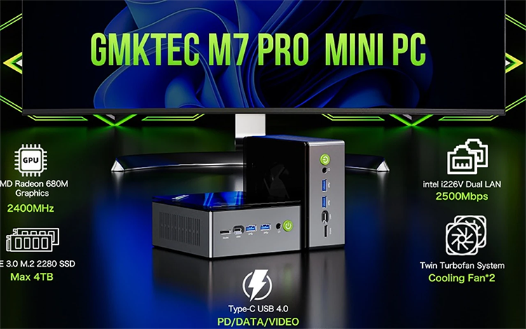 新品 ミニデスクトップパソコン PC GMKtec M7 Ryzen7 PRO 6850H 4画面同時出力 Windows11
