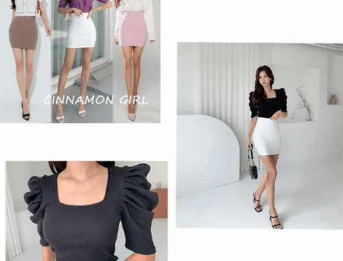 レディース ミニスカート 43~45cm丈 バックファスナー シナモンガール