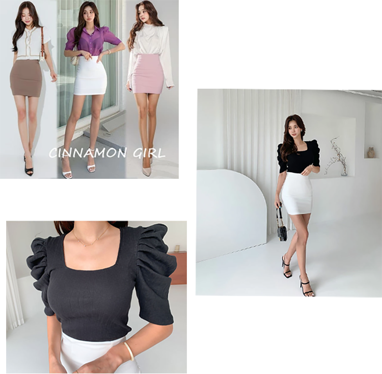 レディース ミニスカート 43～45cm丈 バックファスナー シナモンガール