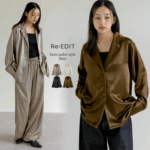 ◎レディース サテン シャツ ブラウス 襟付き リエディ