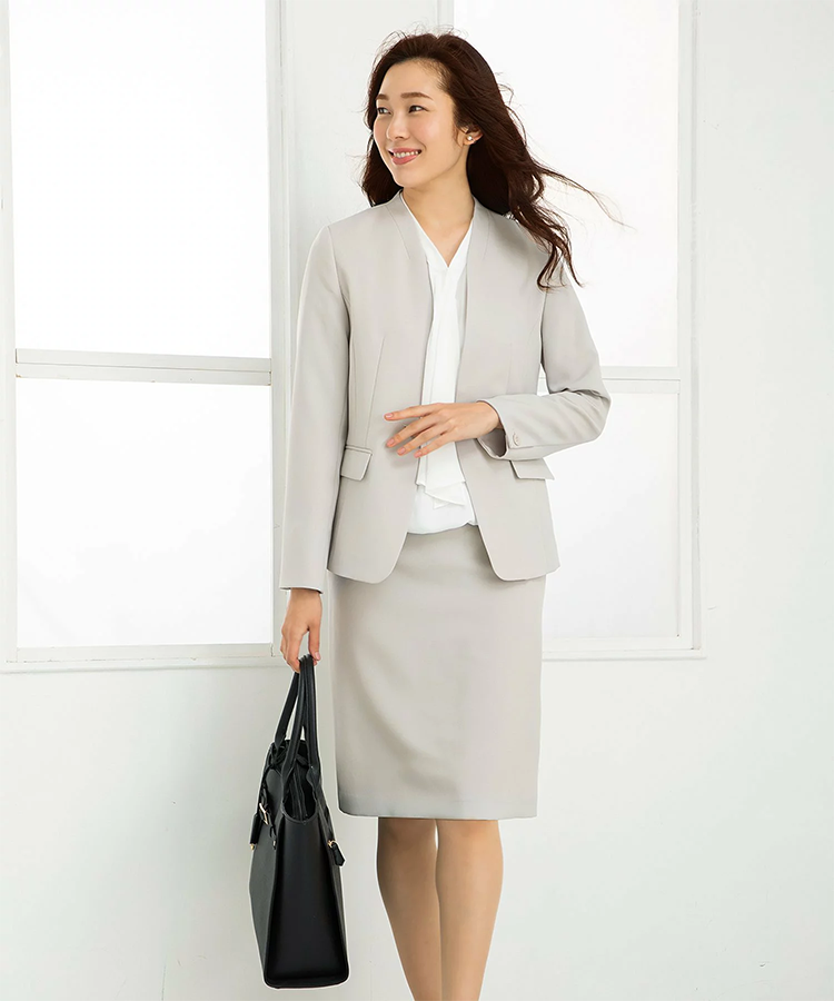 レディース スーツ カラーレスジャケット タイトスカート AddRouge