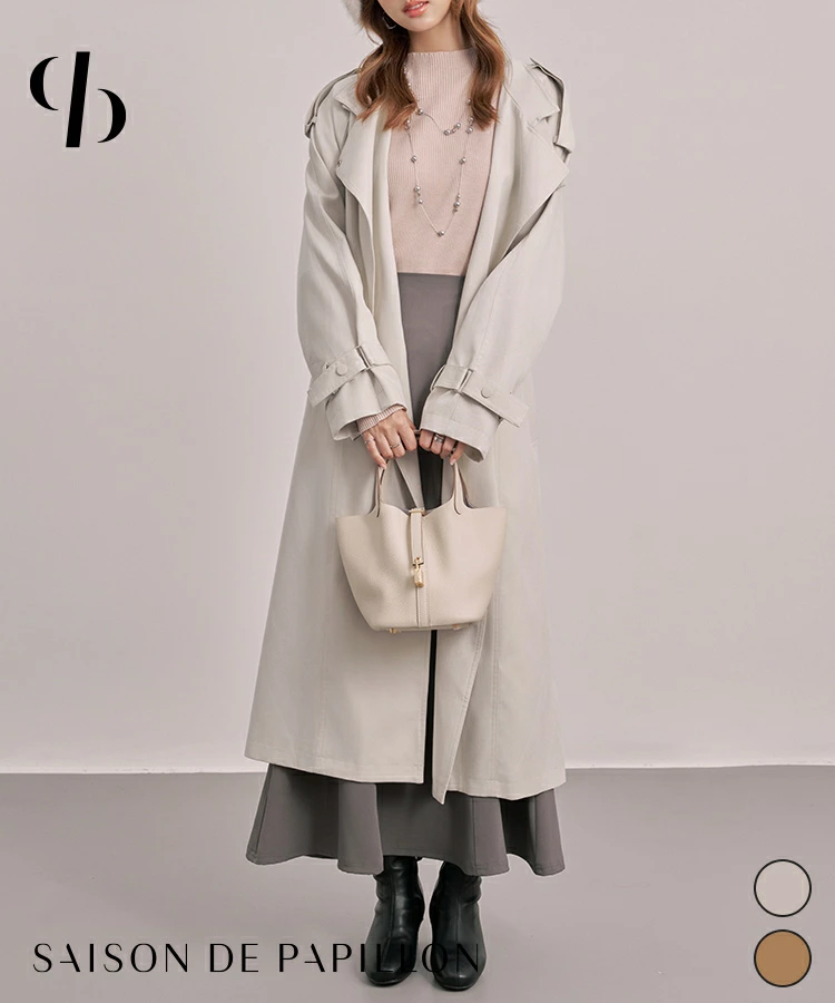 レディース トレンチ コート オーバーサイズ ロング セゾンドパピヨン