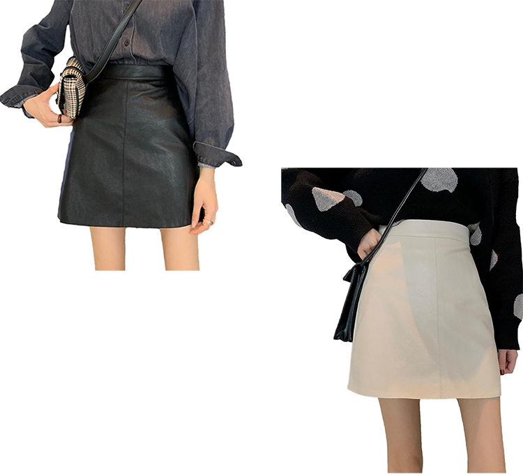 レディース フェイクレザー ミニスカート 40~42cm丈 バックファスナー エムライン