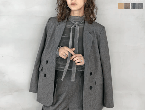 レディース テーラード ダブル ジャケット 4つ釦 Re:EDIT