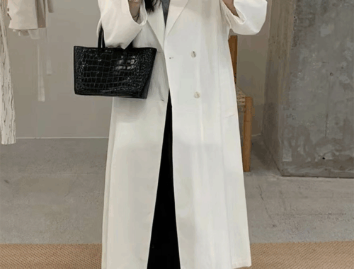 レディース テンセルブレンド コート ダブル ロング 4つ釦 Aimoha