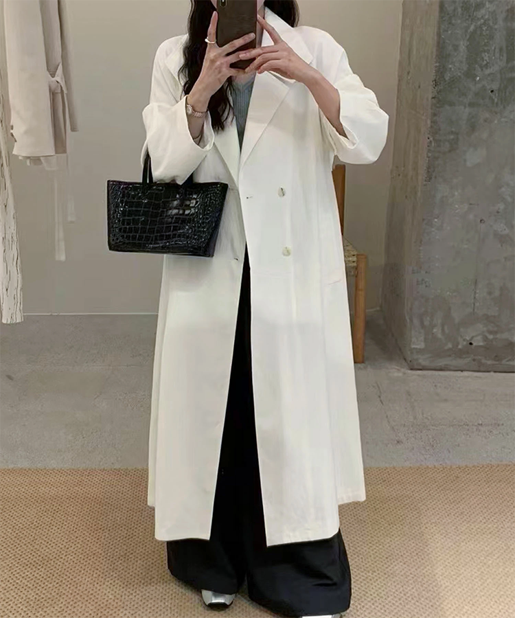 レディース テンセルブレンド コート ダブル ロング 4つ釦 Aimoha