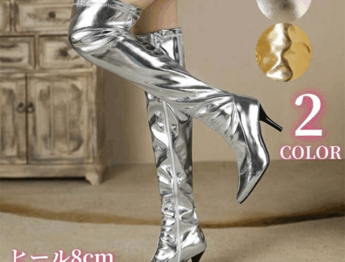 レディース ニーハイ ブーツ ポインテッドトゥ ピンヒール8cm スマイルスマイル