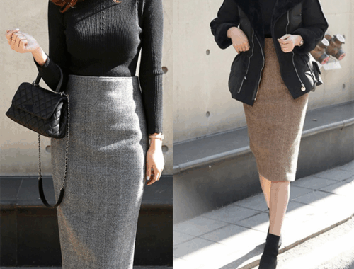 レディース タイトスカート ラシャ 膝丈 65cm丈 バックスリット バックファスナー