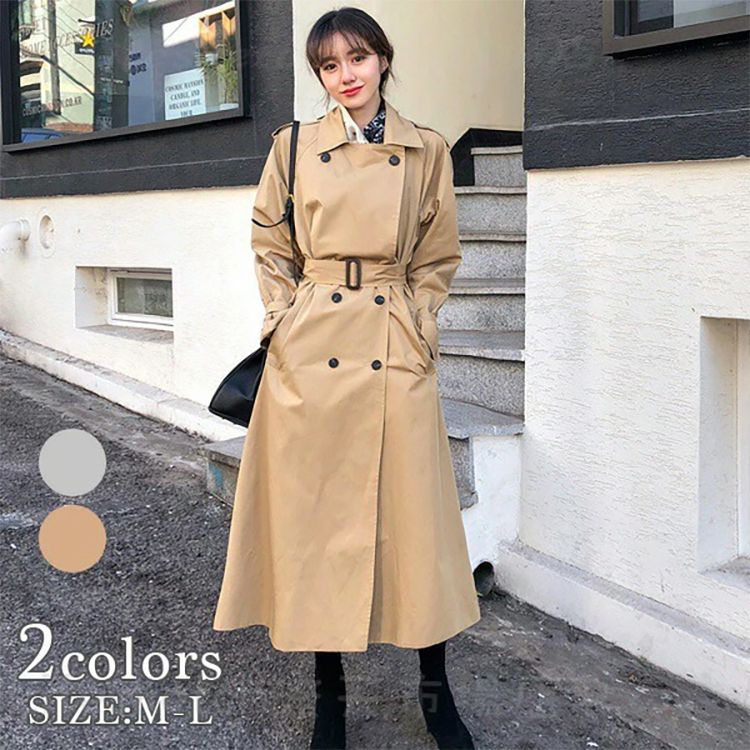 レディース トレンチ コート ダブル ロング Lifesketch