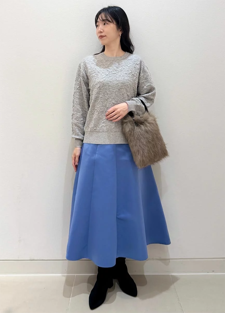 レディース ツヤサテン フレアスカート ロング 85-86.5cm丈 バックファスナー