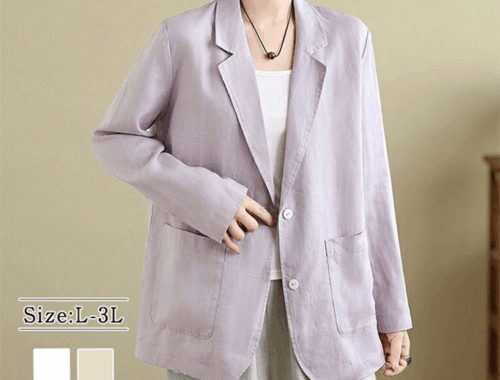レディース テーラード シングル ジャケット リネン 2つ釦 ワンピスター