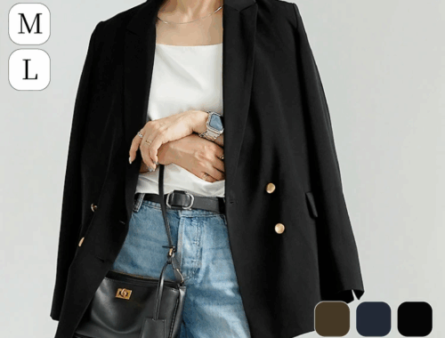 レディース テーラード ダブル ジャケット 金4つ釦 ベルーナ