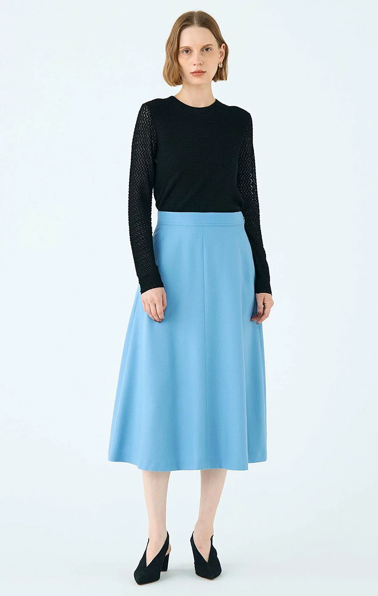 レディース フレアスカート ロング 79.5-83cm丈 サイドファスナー TOMORROWLAND