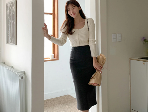 レディース タイトスカート ロング 79~80cm丈 バックスリット バックファスナー DHOLIC