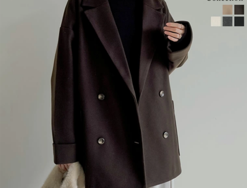 レディース テーラード ダブル ジャケット ミドルコート 4つ釦 Re：EDIT