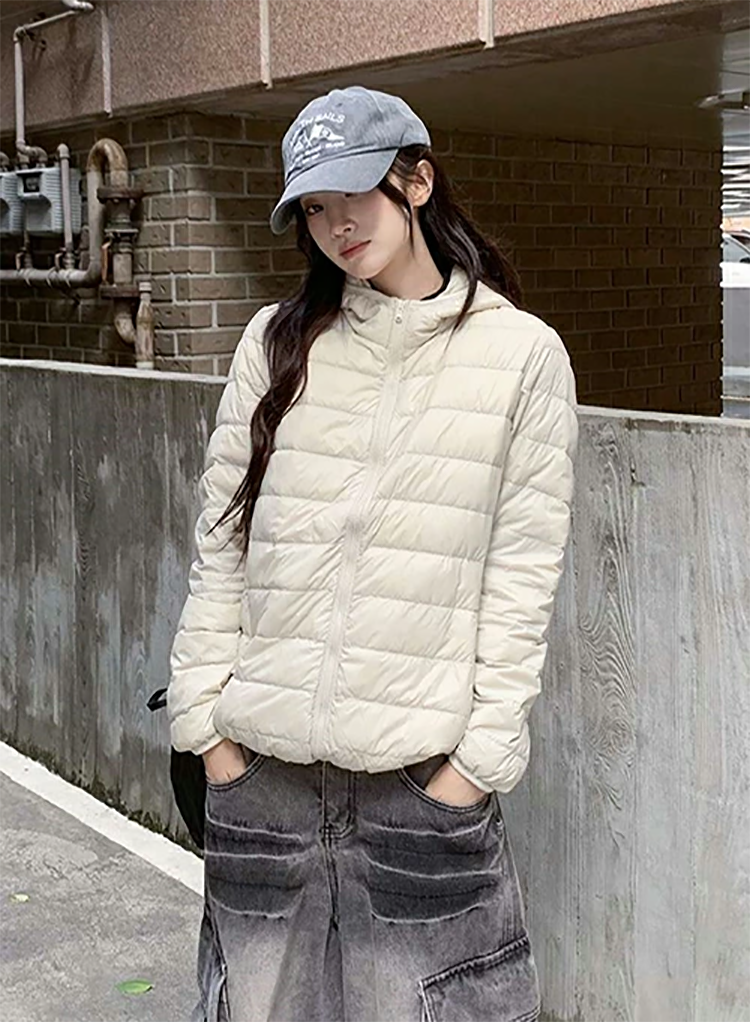 レディース ダウン ジャケット 中綿 フード ショート丈 DHOLIC