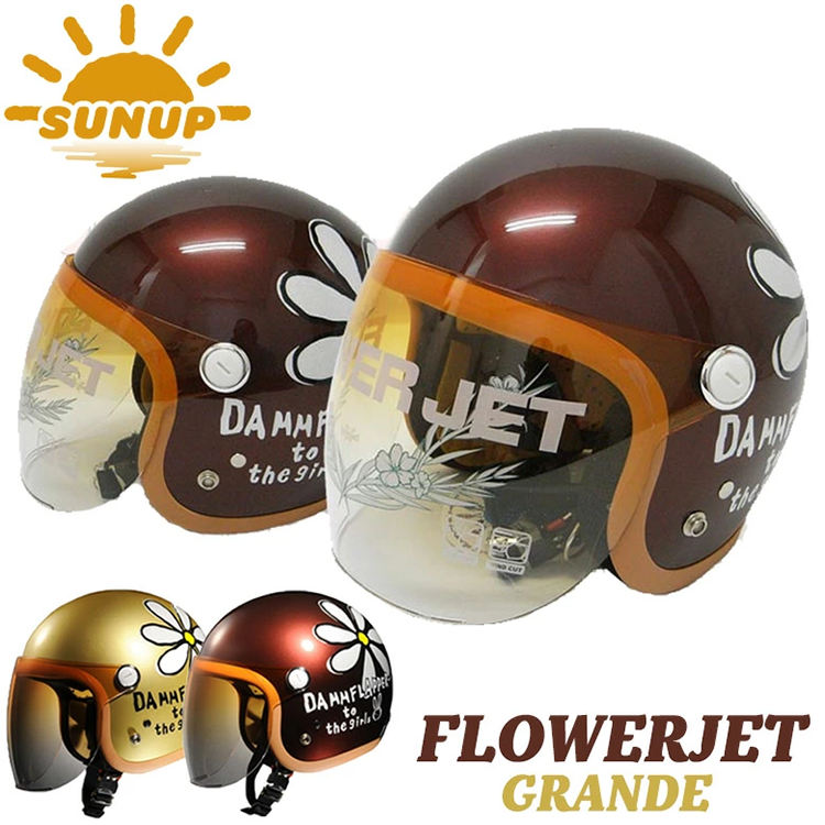 バイク レディース ジェット ヘルメット FLOWERJET GRANDE 花柄 DAMM&RAX
